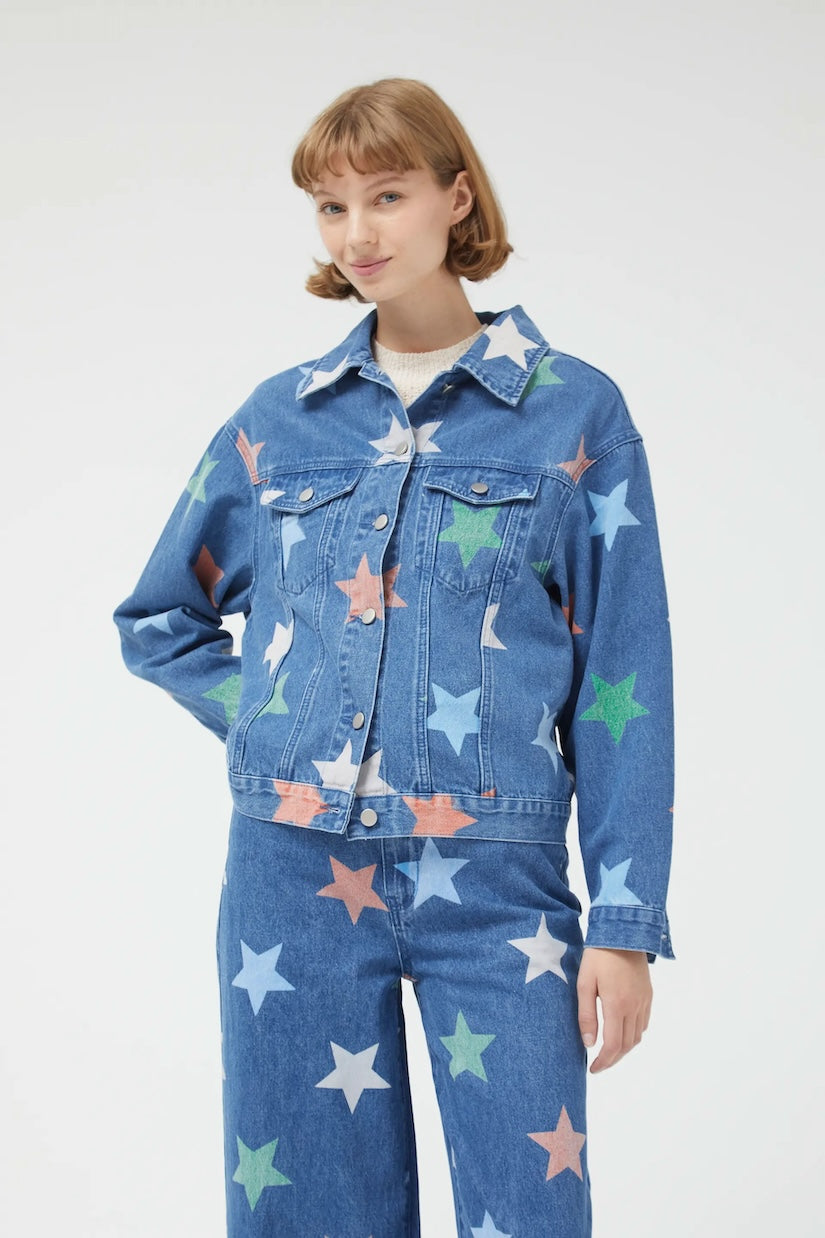 Star Print Denim Jacket – Fox Feather