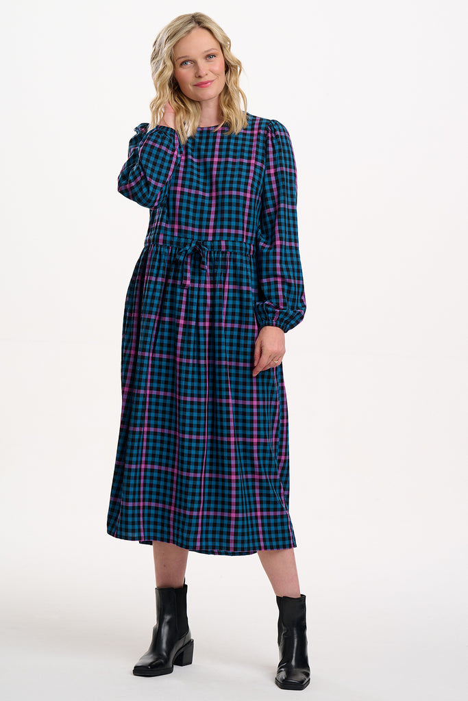 Yasmin Midi Smock Dress Gingham - Main Image