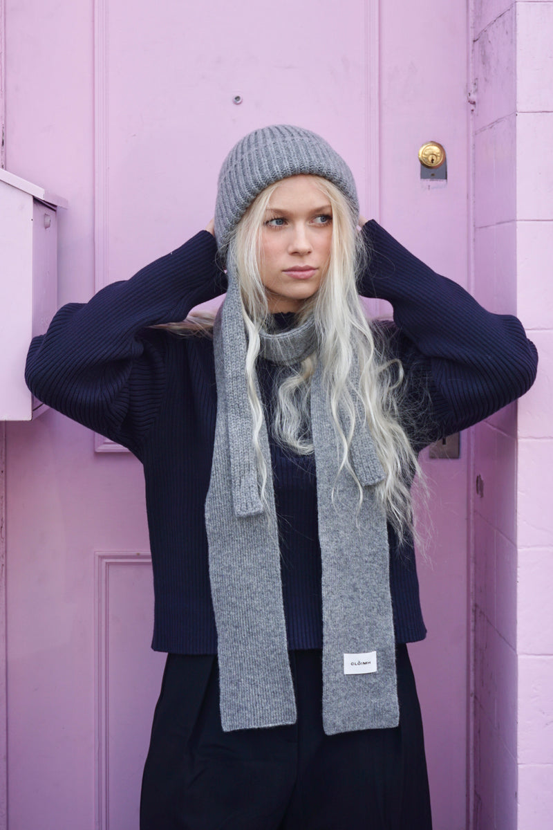 Soft Wool Ear Flap Hat Flannel Grey