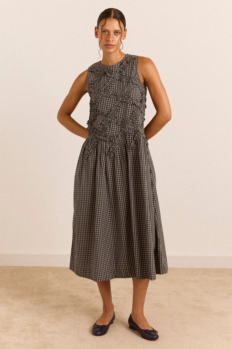 Elora Midi Sleeveless Dress Lyra Check