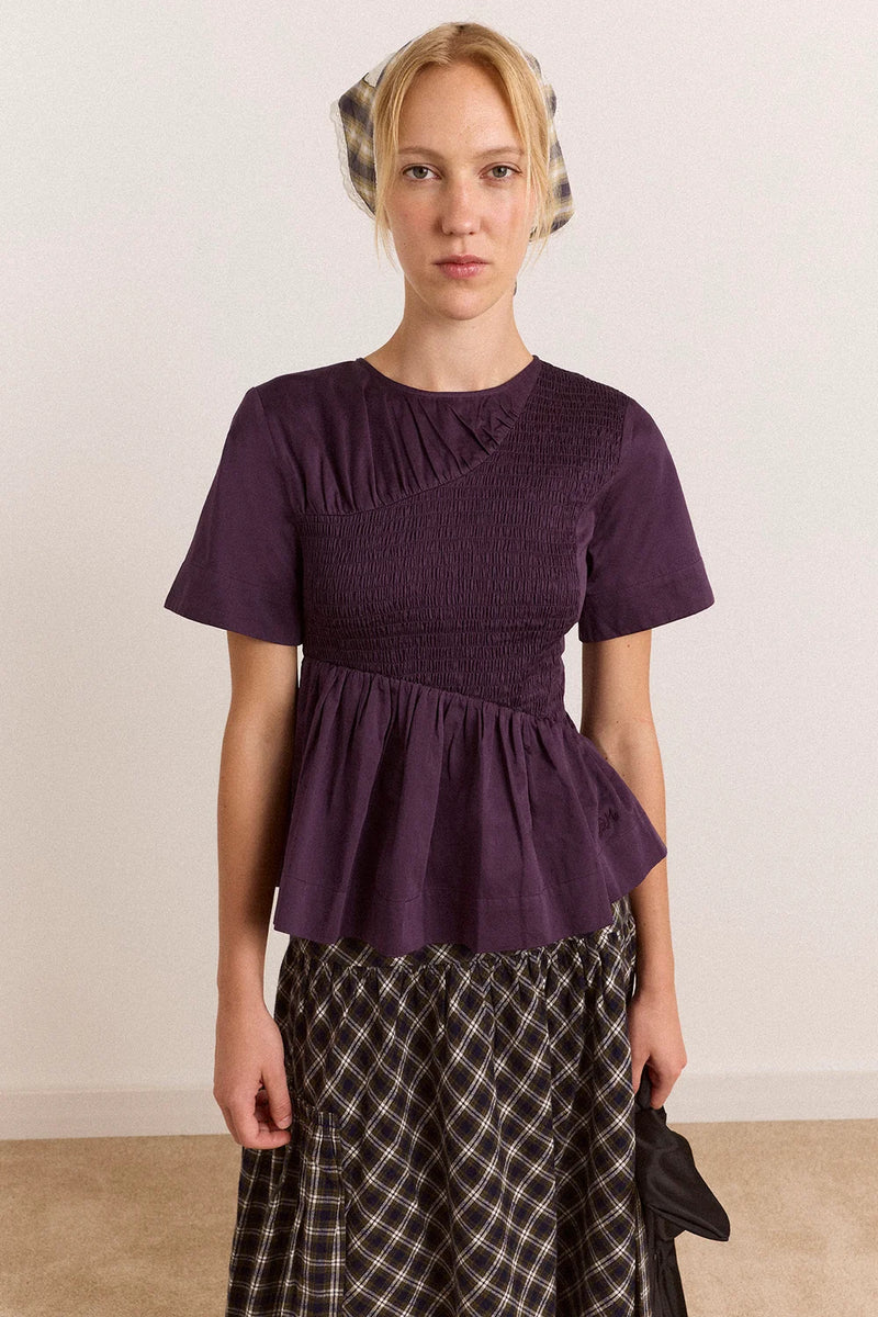 Emmy Shirred Top Plum