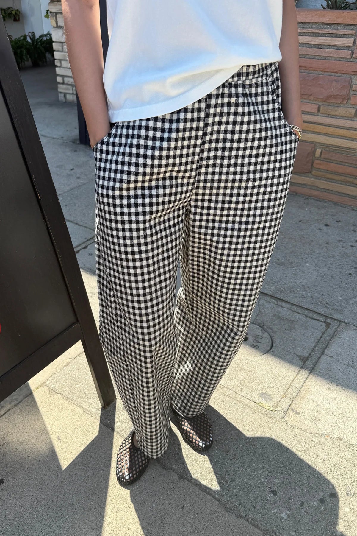 Gingham Pants Black And White Print Pants Outfit Arc Pants Black