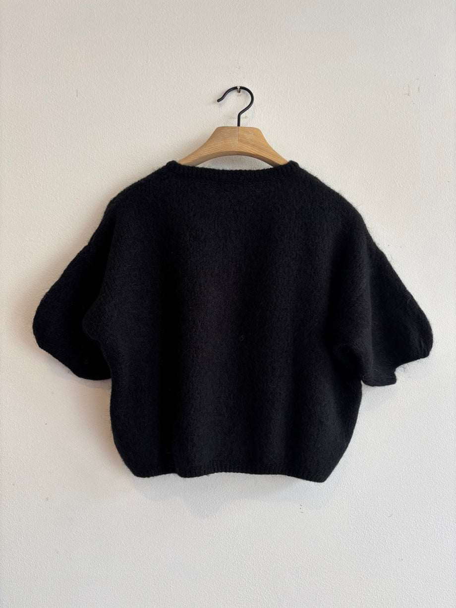 Cropped Sleeve Mohair Cardigan Black – Fox + Feather