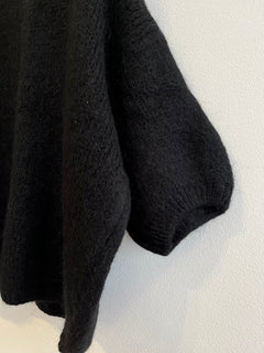 Cropped Sleeve Mohair Cardigan Black – Fox + Feather