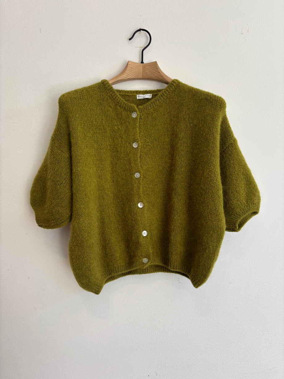 Premium Mohair Cardigan W/Pocket Olive モヘアカーディガン M