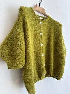 Cropped Sleeve Mohair Cardigan Olive – Fox + Feather