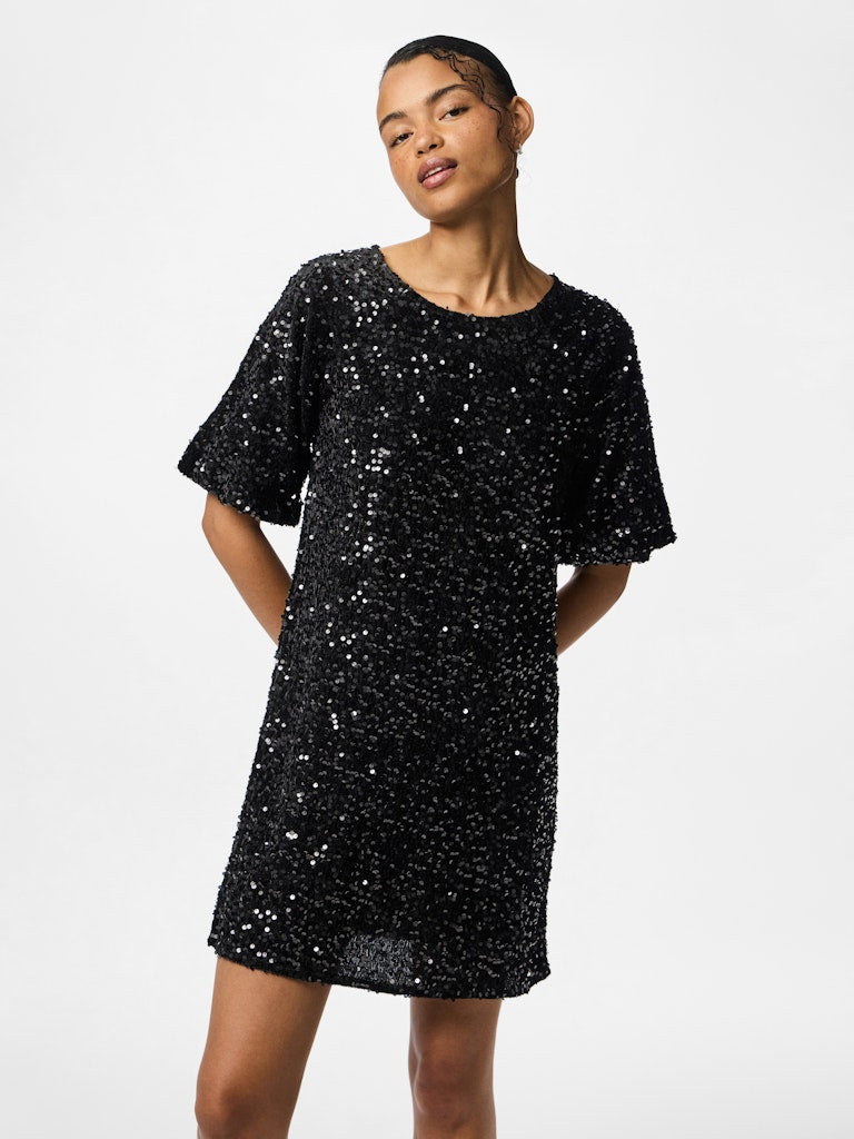 Kam Short Sleeve Black Sequin Dress  Fox + Feather