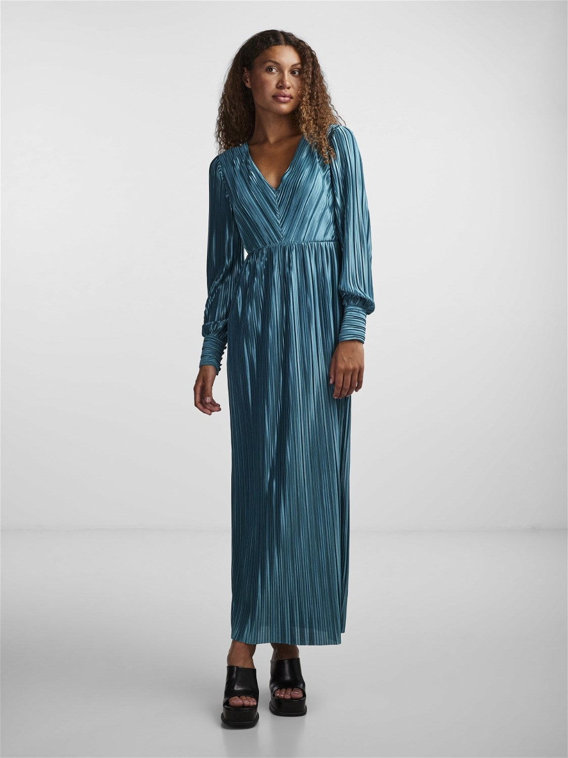 Tilly Tiered Maxi Dress in Recycled Polyester Blue