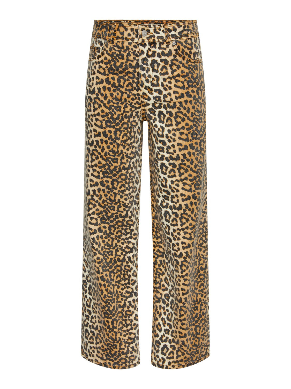 Beige Cheetah Print High Waisted Feather Pants - Beige / S